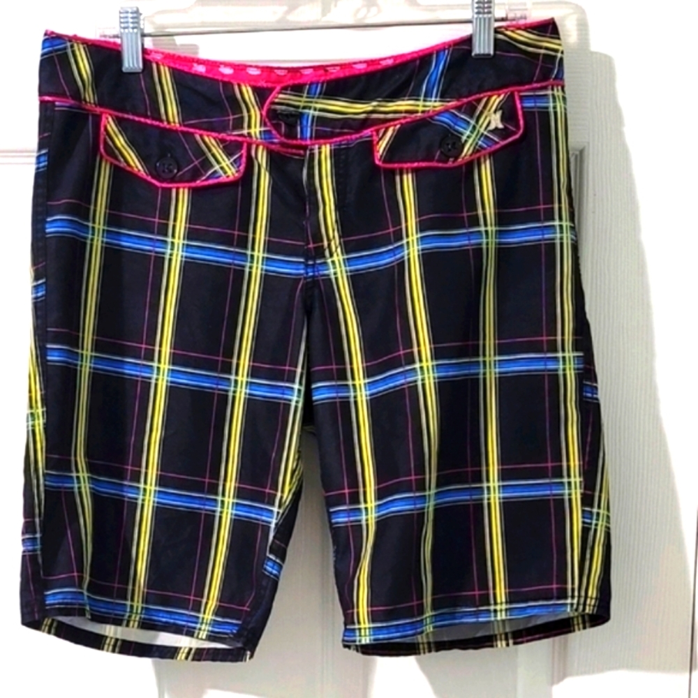 Hurley Women's Plaid Swim Board Shorts Size 9